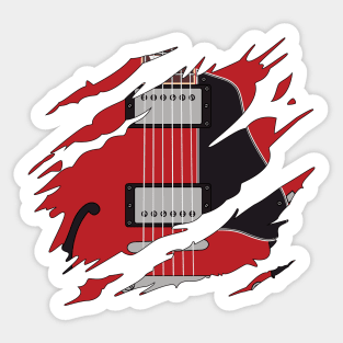 Ripped Electric Guitar Semi-Hollow Cherry Red Color Sticker